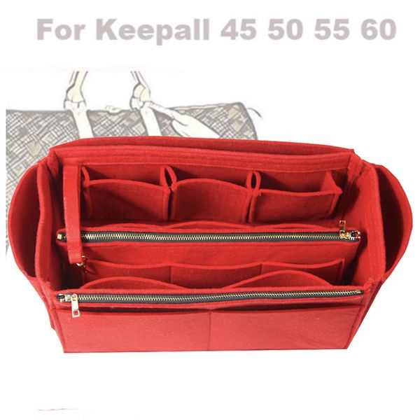 

for [keepall 45 50 55 60]3mm felt handbag organizer bag in bag tote organizer insert diaper(w/detachable zip pocket
