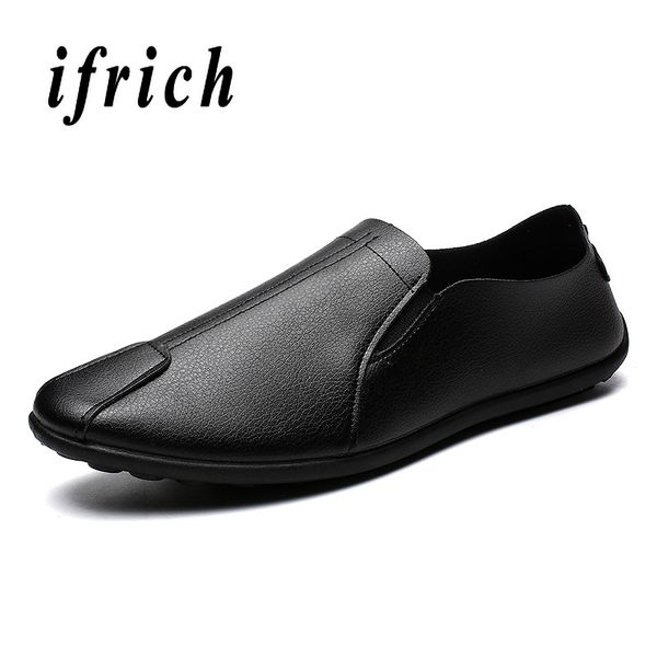 

casual slip on penny loafers men leather shoes spring lazy shoes for men light weight driver mens casual male deals, Black