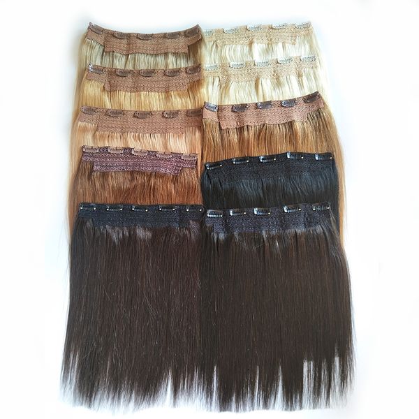 

2020 new one piece clip in human hair extensions straight 100g brazilian indian remy hair 14 to 28inch 20 colors optional factory direct, Black