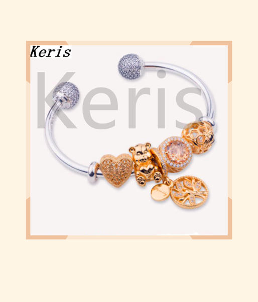 

100%925 sterling silver 2019 new bear life tree electroplated chain bracelet delivery, Golden;silver