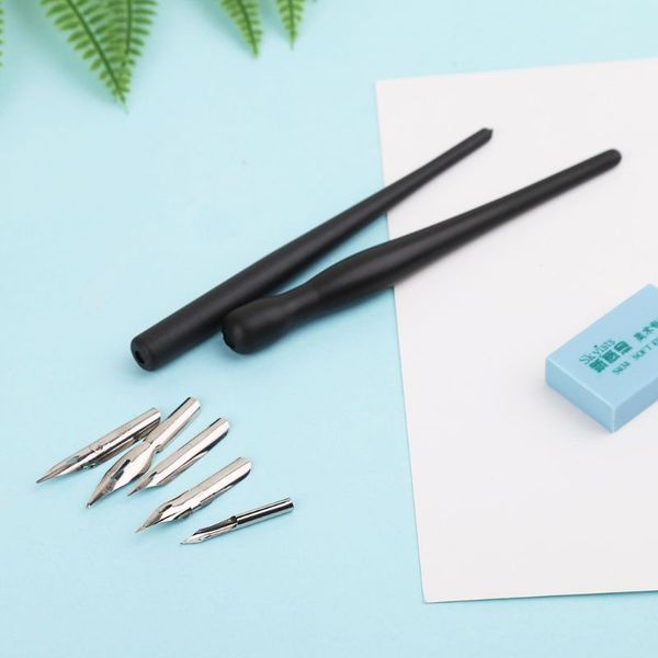 

manga dip pen holder set comic drawing painting tools kit calligraphy + 5 nibs l41e