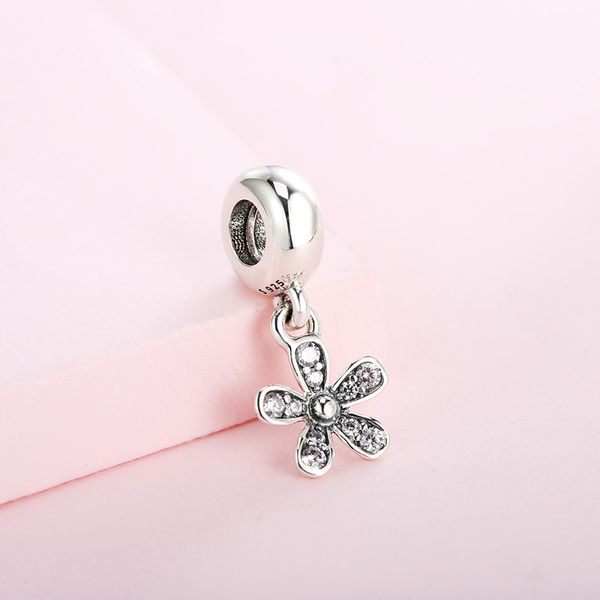 

новый подлинный реальный стерлингового серебра 925 ромашка цветок шарик прелести подходят пандора браслет, Black