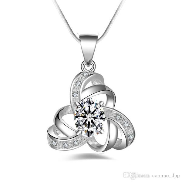 

new 925 sterling silver necklace austrian crystal rhinestone cz diamond pendant snake chain for women ladies fashion jewelry accessories