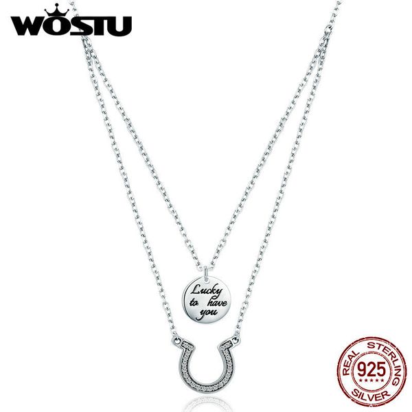 

wostu 2019 fashion 925 sterling silver lucky to have you pendant clear cz necklace for women 925 jewelry fashion gift cqn235