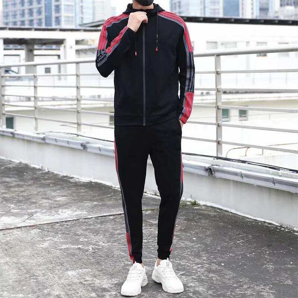 

fashion mens brand tracksuits luxury sports hooded jacket+ joggers suit designer men active tracksuit clover size s-2xl yf203183, Gray
