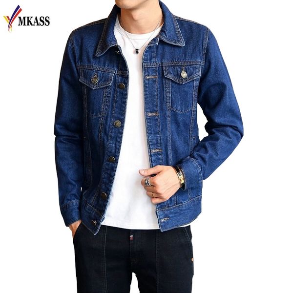 

mkass brand 2018 m-4xl men jean jacket clothing denim jacket fashion mens jeans thin spring outwear male cowboy, Black;brown