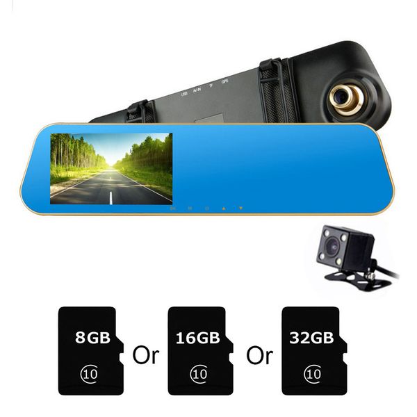 

tospra 4.3 inch touch screen car dvr camera rearview mirror dvrs dual lens recorder night vision dash cam fhd 1080p registrator