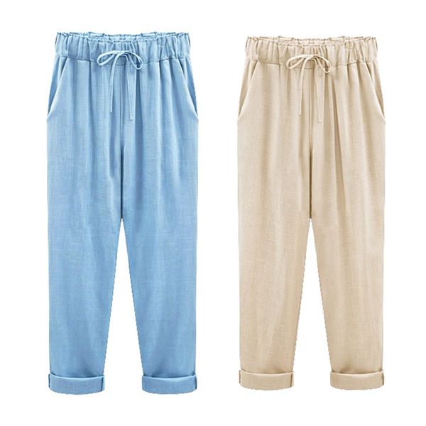 

2 шт. женщина весна осень осень femme хлопковое белье кружево до девяти минут брюки длинные брюки свободная талия милая талия длинные брюки, Black;white