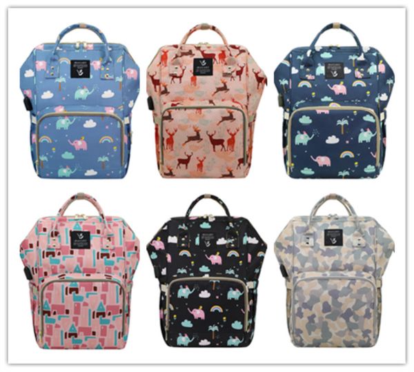 

high capacity usb mummy backpack multifunctional oxford zipper travel shopping bag mami dry wet depart bottle carry case mochila ly229