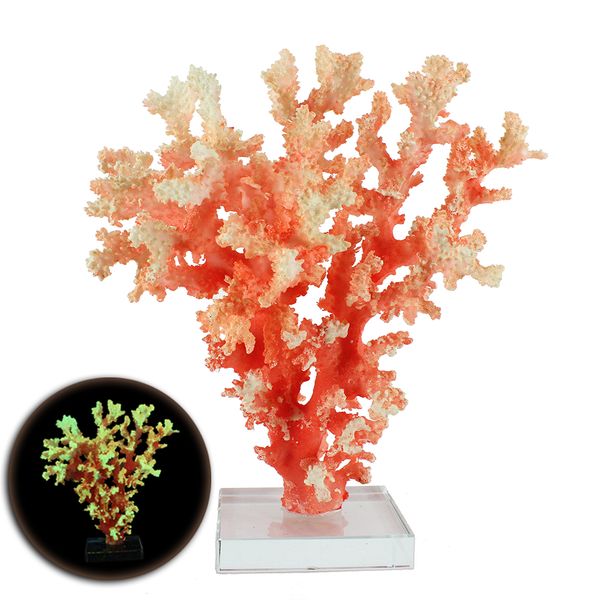 

decorative coral sculpture with crystal base,glow in the dark, art table home office dÃ©cor accent