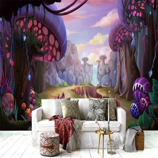 

large 3d wallpaper mural custom modern cartoon fantasy purple ocean kingdom background wallpaper mural