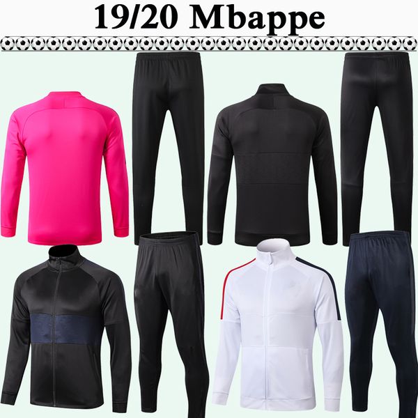 

19 20 draxler mbappe jacket kit men soccer jerseys icardi cavani long sleeves football shirts jacket di maria suit football shirts pant, Black