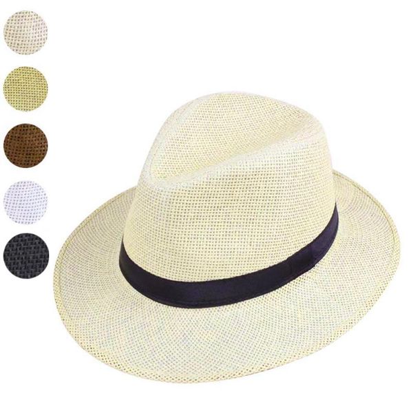 

women men panama hat summer sun hats beach straw hat for travel outdoor uv protection cap chapeau femme 2020, Blue;gray