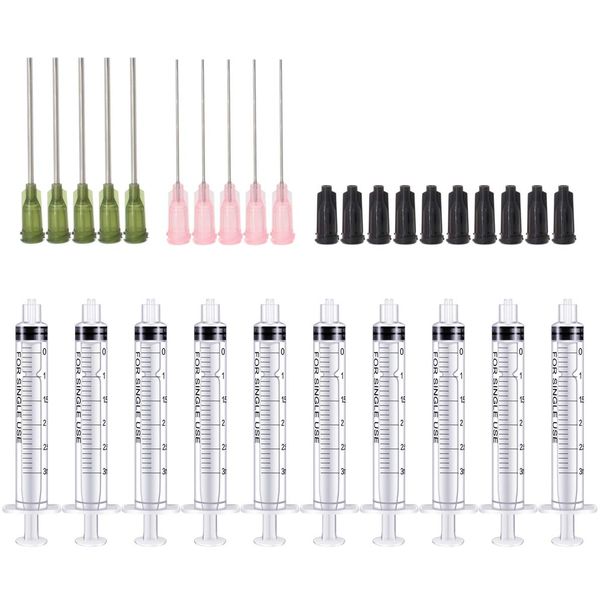 

3ml syringe with 14g 20g 1.5 inch luer lock blunt dispensing needle pack of 10