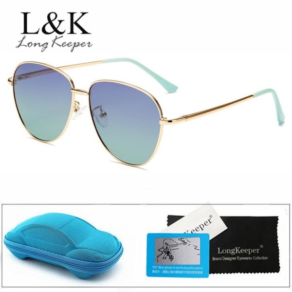 

retro polarized kids sunglasses with case gradient metal frame baby children sun glasses girls boys festival gift uv400 eyewear rcxmg, Blue