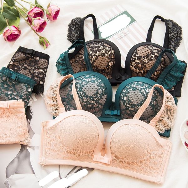 

push up шнурка бюстгальтера женщины нижнее белье бюстгальтер и трусики комплекты белья бесшовные бюстгальтеры женщины белье brassier set, Red;black