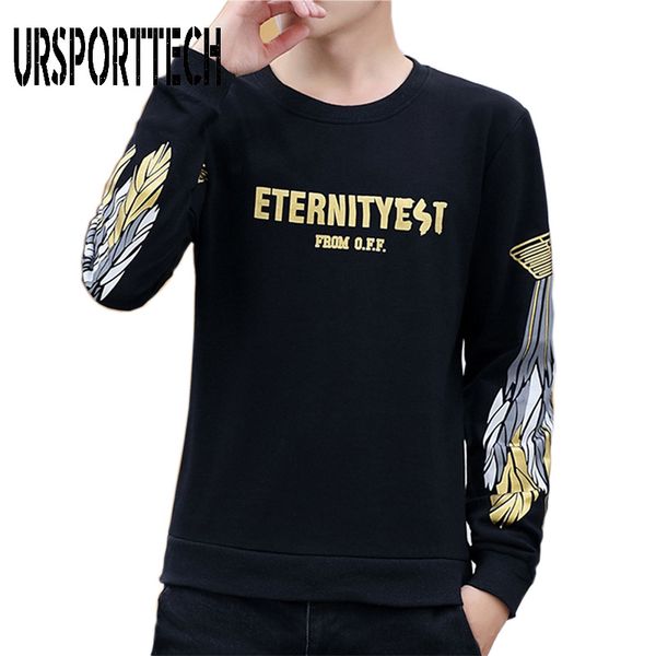 

2019 spring autumn men sweatshirts casual print hoodies men's o neck long sleeve pullover simple basic sweatshirt plus size 4xl, Black