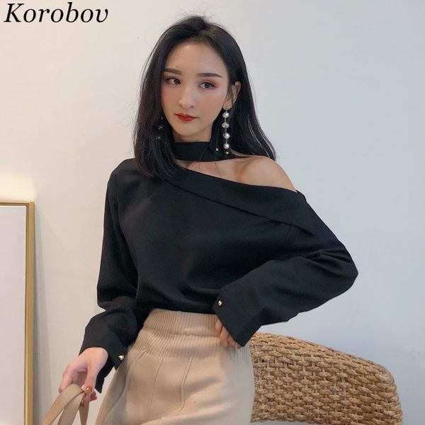 

2019 new arrival skew collor off shoulder mujer blouse slim casual shirts summer fashion blusas 75262, White