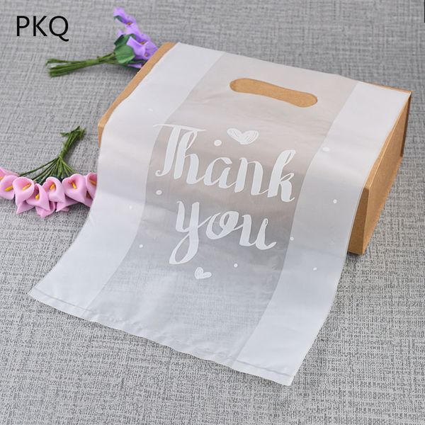 

100pcs 19*28cm transparent plastic bag with handles thank you gift bag jewelry cookies baking packaging bags