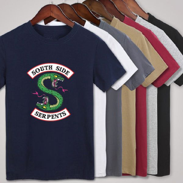 

новый 2020 лето riverdale с коротким рукавом европейский и американский сериал river valley town двуглавый змея прилив футболка мужчины женщ, White;black