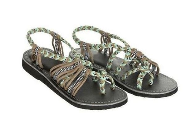 

yeeloca 2020 summer sandals explosion color matching rope knot beach toe sandals women un0469, Black