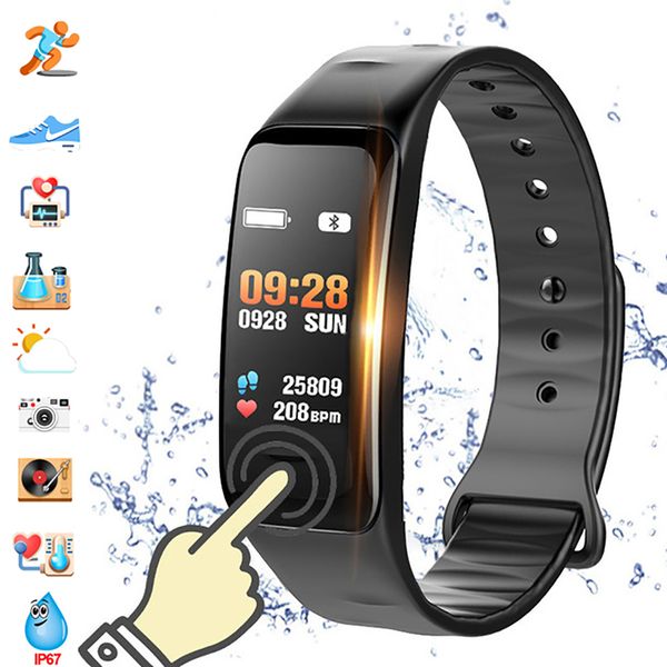 

color screen c1s smart bracelet waterproof heart rate monitor health fitness tracker bluetooth smart watch for sport pk mi band4