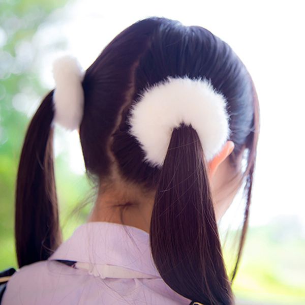 Sweet Girls Cute Little Girls Pompom Hair Ties Double Pom Pom