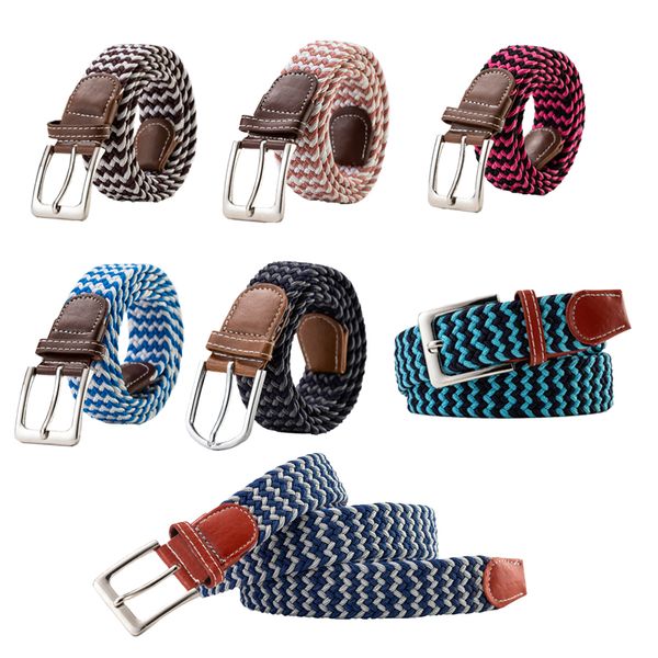 

2019 itssibuk double color elastic belt fashion both men and women casual stretch woven belt mix stvle, Black;brown