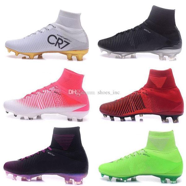 

s men mercurial superfly 4 fg soccer shoes boots high-cr7 cleats laser football sneakers eur size 39-45 ing