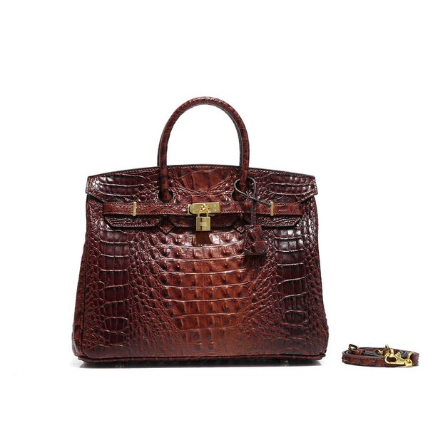 

35cm h k brown padlock designer handbag brand crocodile embossed genuine leather women tote shoulder crossbody bags handbags ladies