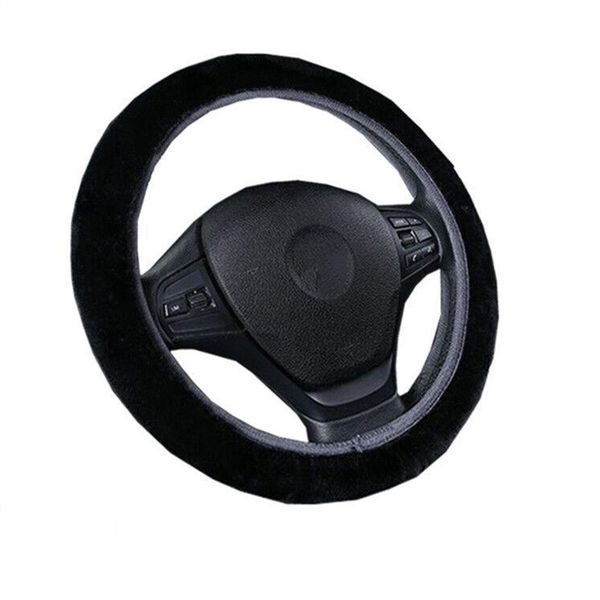 

auto steering wheel cover 35/36/37/38/39/40cm diameter winter soft universal plush steering cover car styling protection black