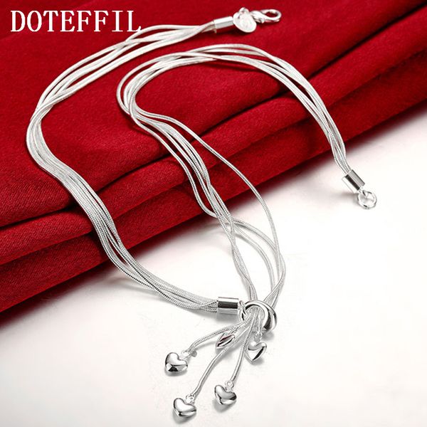 

silver 925 necklace fashion jewelry women accessories heart tassel long snake chain necklaces pendants female christmas gift
