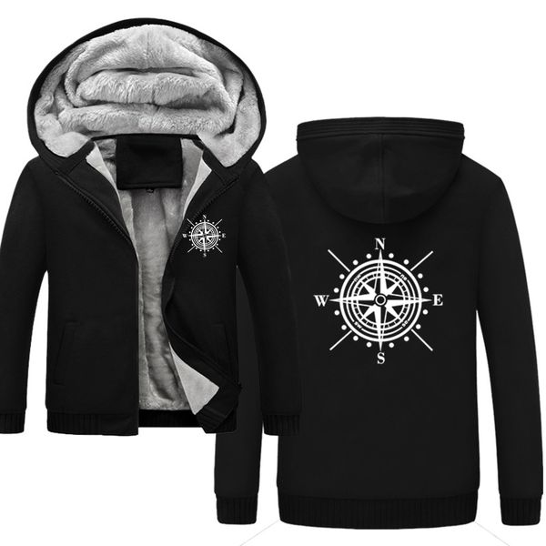 

2019 new hoodies men zipper sweatshirt male hip hop tracksuit compass printing streetwear fleece hoody men sportswear harajuku, Black