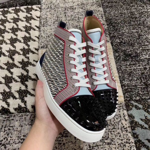 

high mens designer perfect quality red bottom sneakers trainers pik pik spikes for men women stripe outdoor casual fats 35-46, Black