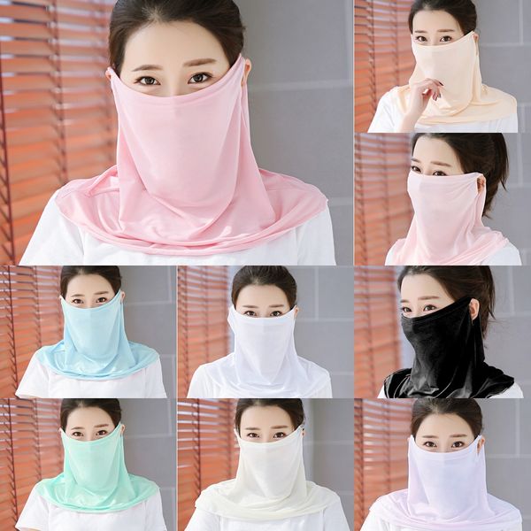 

ax5um summer face neck protection thin scarf sun mask full chiffon veil face protection breathable scarf for masks hiking, Black