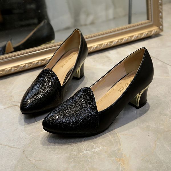 

классический shallow женщин рот высокие каблуки обуви женщины белые свадебные туфли толстые высокие каблуки партии способа насосы обувь y200, Black