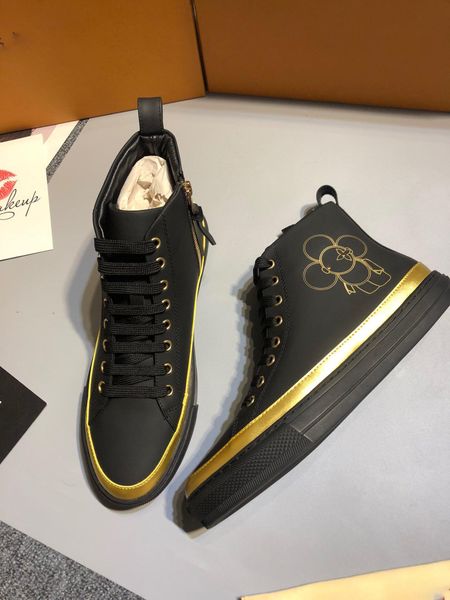

2020 new new 19ss italian imported leather men's casual high-shoes white black high-end driving shoes war boots, Black;red