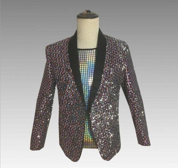 

men's suits & blazers s-5xl 2021 clothing fashion slim bigbang dazzling color printing flip-flop sequins long suit plus size singer cos, White;black