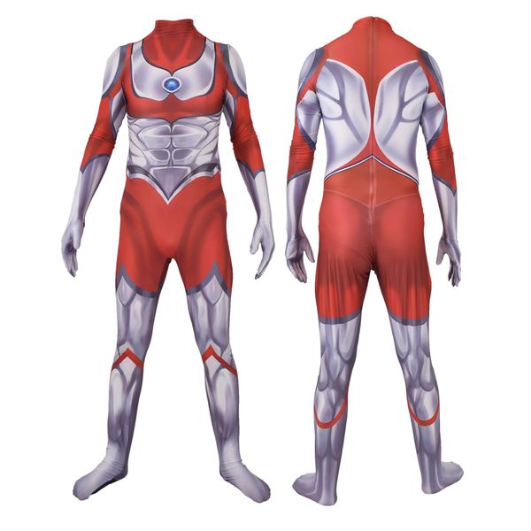 

High Quality Adult Kids The Return of Ultraman Jack Cosplay Costume Halloween Superhero Lycar Zentai Bodysuit Catsuit Jumpsuit
