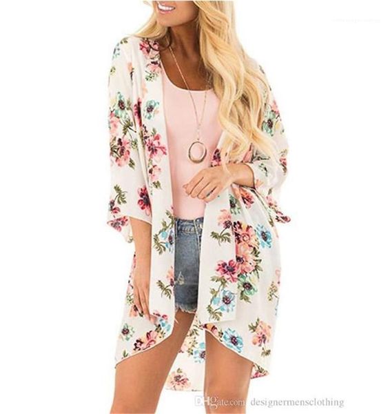 

солнцезащитный крем блузка floar печатных с длинным рукавом накидка женская мода свободные пальто предотвратить греются одежда лето пляж шиф, Black