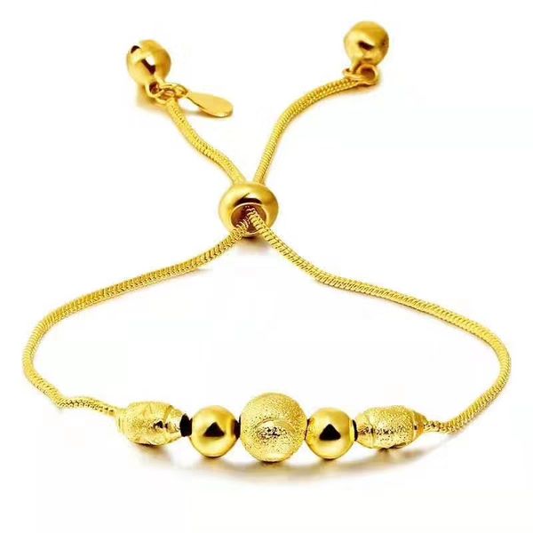 

luxury gold color bead bracelets for women resizable female link chain bracelet, Black