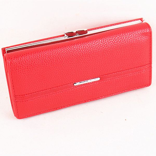 

long wallet women's clasp handbag, Red;black