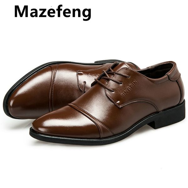 

2019 new men formal leather shoes lace-up round toe weddin shoes british style dress for men plus size 38-47, Black