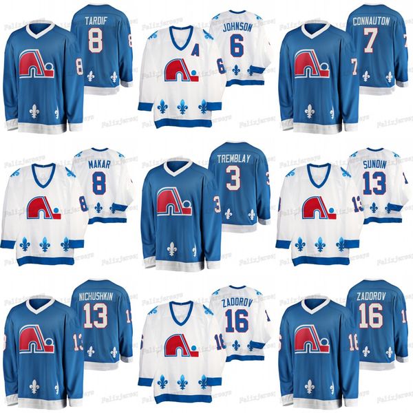 

quebec nordiques heritage j. c. tremblay nikita zadorov goulet mats sundin michel goulet cale makar kevin connauton arik johnson jersey, Black;red