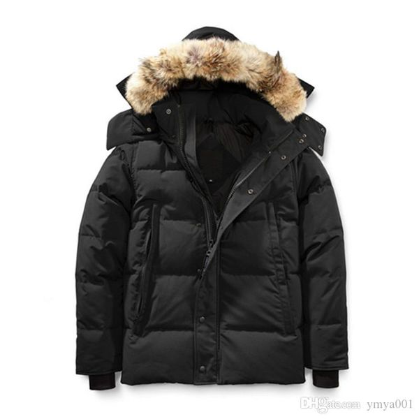 

зимняя куртка fourrure down parka homme jassen chaquetas верхняя одежда из волчьего меха с капюшоном fourrure manteau wyndham canada пуховик, Black