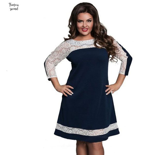 

new 6xl plus size dress fashion women knee length large size straight dress clothing stitching sleeve midi dresses vestidos, Black;gray