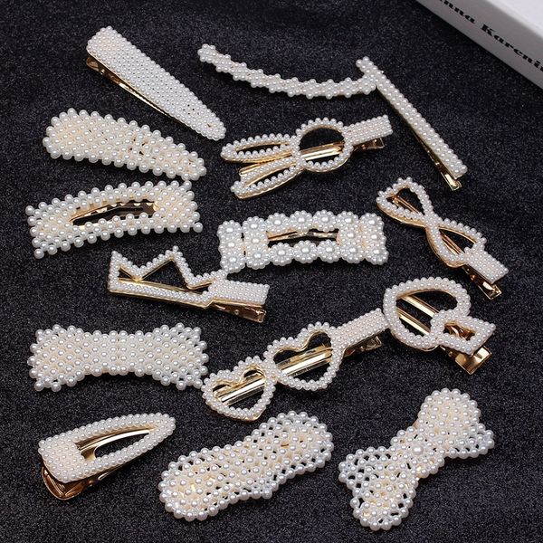 

fashion imitation pearl hair clip for women girls barrette handmade pearl flower crown hairpin hair accessories wedding party gifts, Golden;silver