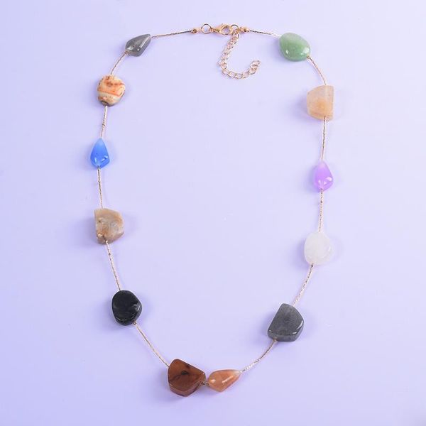 

bk new arrival multi-color lovely necklace colroful irregular stone beads statement pendant bib collar choker woman jewelry, Golden;silver