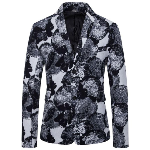 

personality two button man's suit nation wind printing suit groomsman full dress show serve men's loose coat x979, White;black