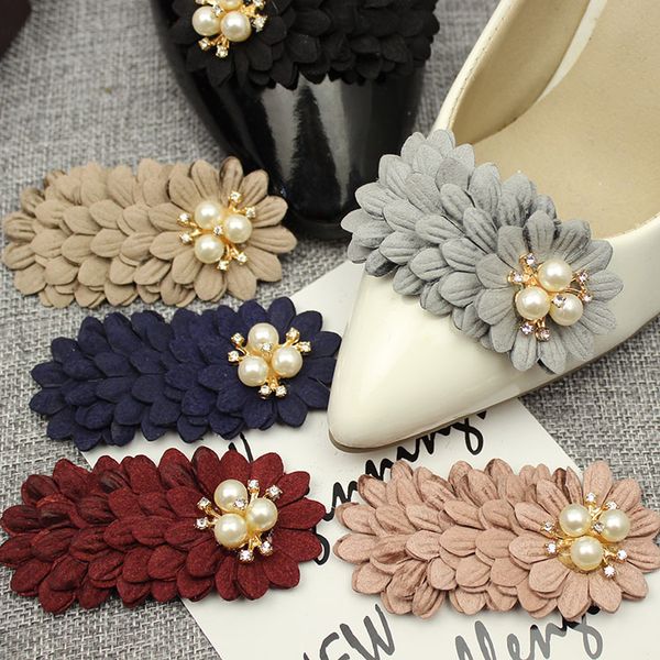 

1pair flower pearl ball wedding bridal fashion shoe decoration high heel shoe clips charms, White;pink